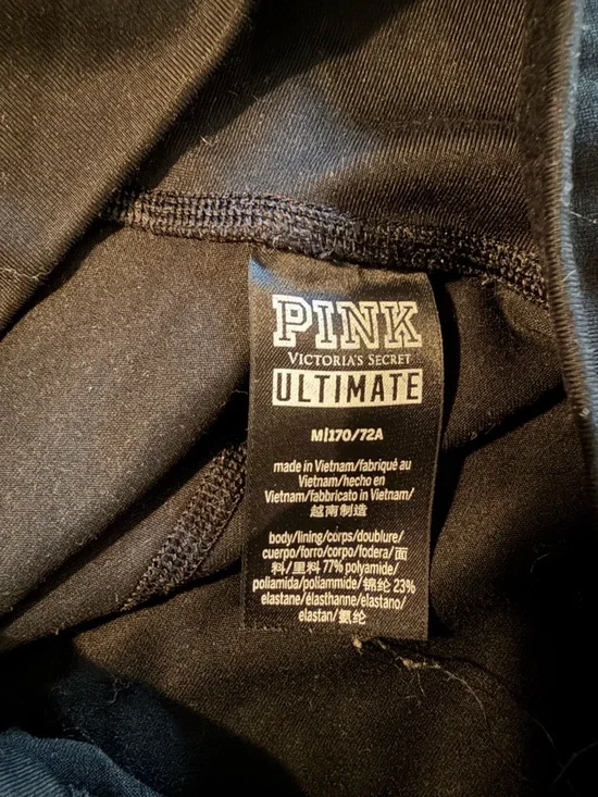 PINK Victoria's Secret Black Ultimate Leggings with Leopard Trim Size Medium - Picture 3 of 9
